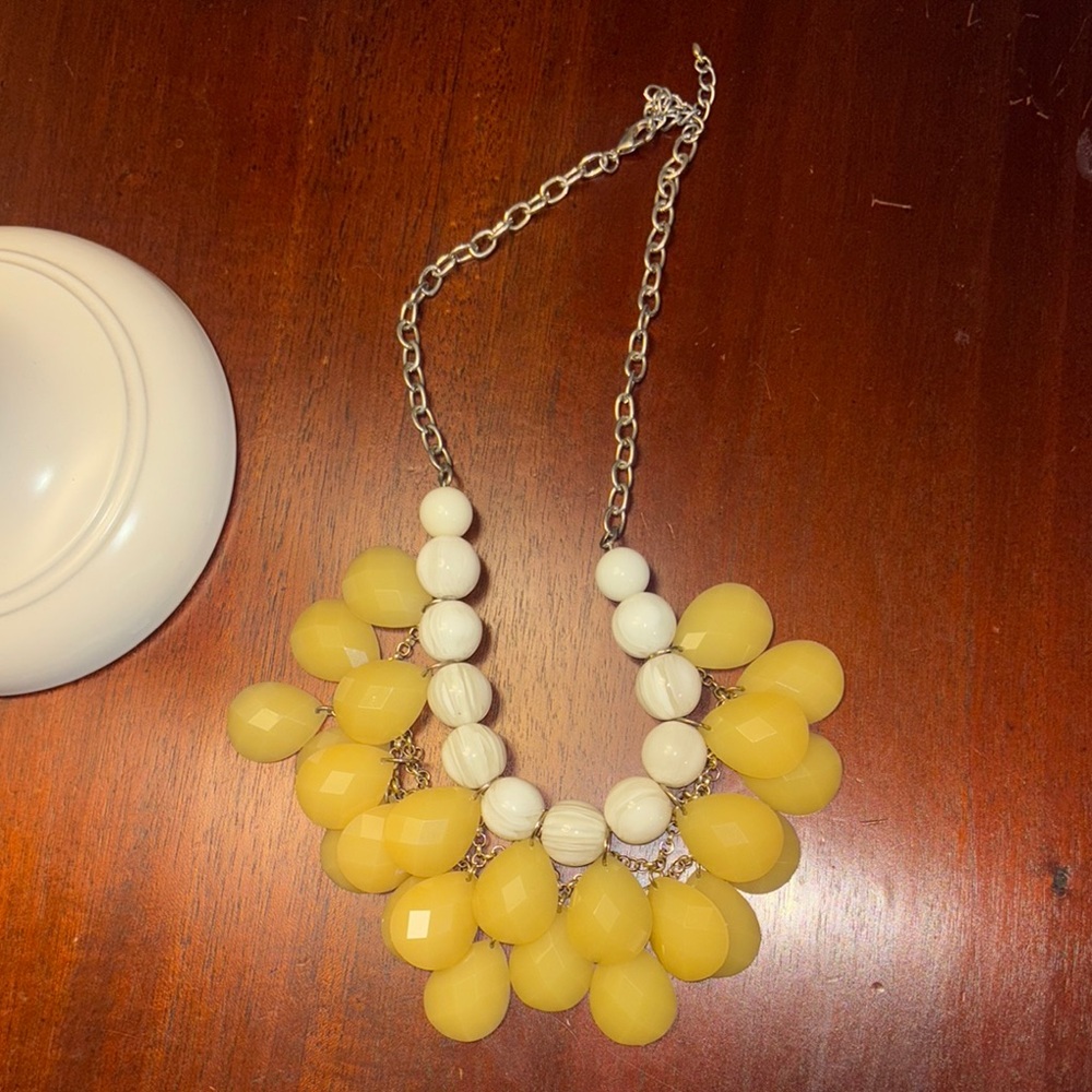 Yellow and White Statement Bib Necklace - Unbranded